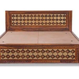 Round Brass Solid Wood Bed