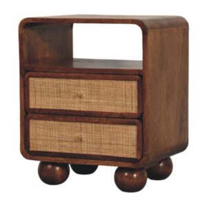 Mid-Century Rattan Curve Nightstand