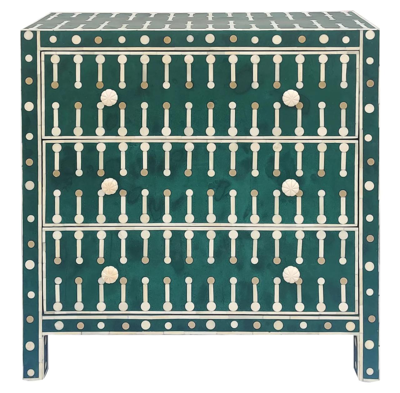 Emerald Geometric Bone Inlay Chest