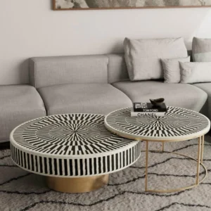 Celestial Bone Inlay Nesting Coffee Tables
