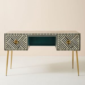 Chevron Bone Inlay Writing Desk