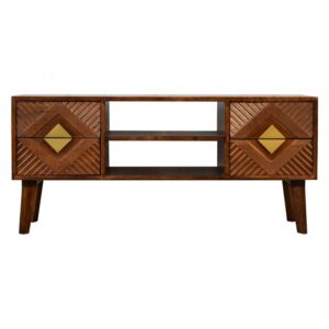 Modern Geometric Wood Media Console