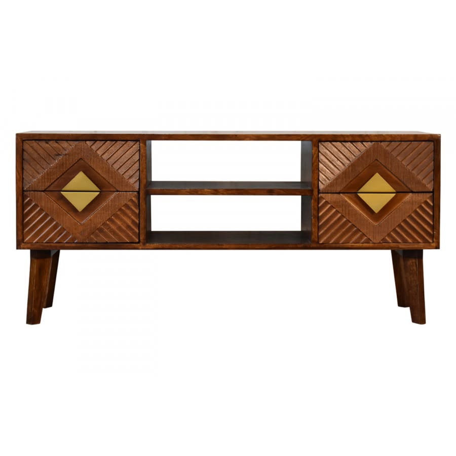 Modern Geometric Wood Media Console