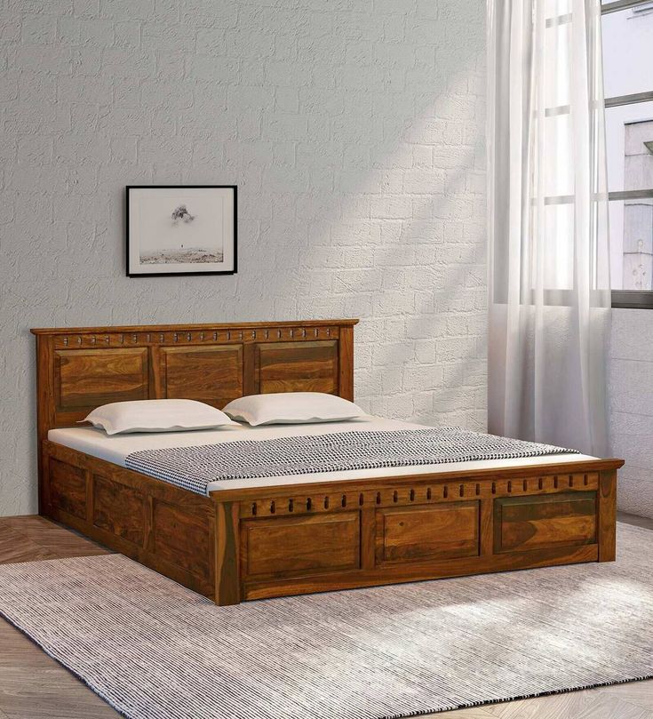 Buy Zurndorf Sheesham Wood King Size Bed in Scratch Resistant Provincial Teak Finish With Box Storage at 23% OFF by Woodsworth from Pepperfry | Pepperfry